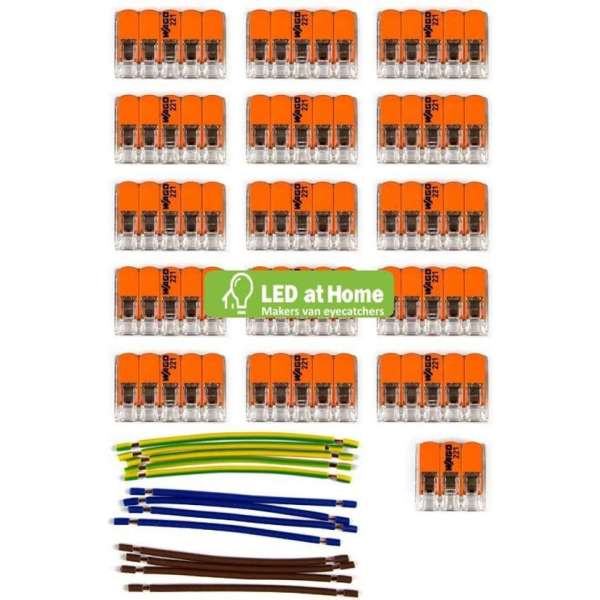 LEDatHOME - WAGO connector kit compatibel met 3x kabel voor 15 gats plafondkap LEDatHOME - WAGO connector kit compatibel met 3x kabel voor 15 gats plafondkap