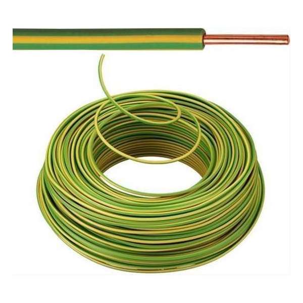 VOB kabel / draad 1,5 mm² Eca - Geel / Groen ( H07V-U ) - VOB15GG VOB kabel / draad 1,5 mm² Eca - Geel / Groen ( H07V-U ) - VOB15GG