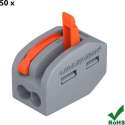 50 stuks LASKLEM 2 PORT - LEVER CONNECTOR 450V_32A 18_12AWG 2_0_08_2_5mm2