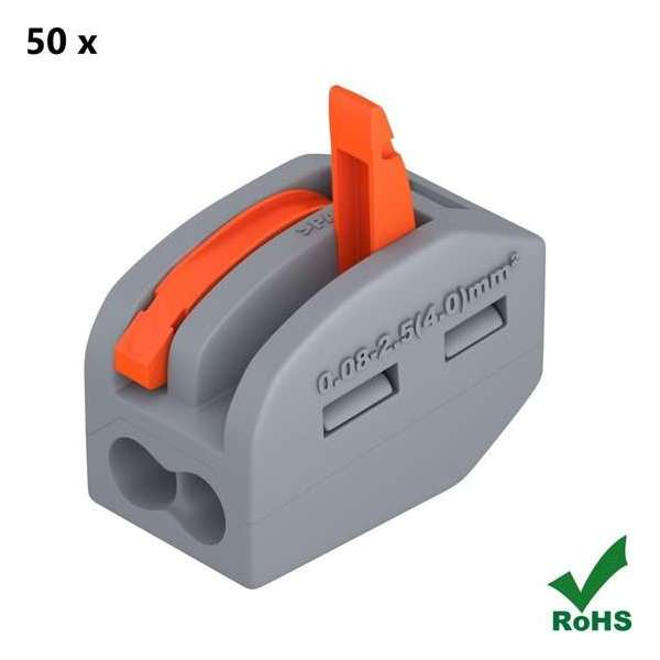 50 stuks LASKLEM 2 PORT - LEVER CONNECTOR 450V_32A 18_12AWG 2_0_08_2_5mm2 50 stuks LASKLEM 2 PORT - LEVER CONNECTOR 450V_32A 18_12AWG 2_0_08_2_5mm2