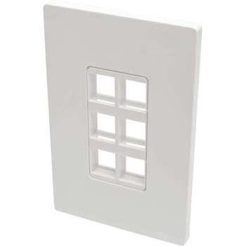 Tripp-Lite N080-106 6-Port Single-Gang Universal Keystone Wallplate, White, TAA TrippLite