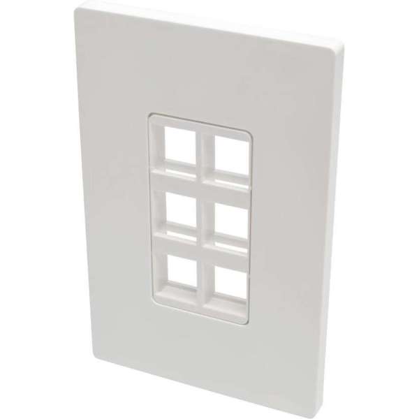 Tripp-Lite N080-106 6-Port Single-Gang Universal Keystone Wallplate, White, TAA TrippLite Tripp-Lite N080-106 6-Port Single-Gang Universal Keystone Wallplate, White, TAA TrippLite