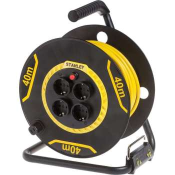 Stanley Haspel 40 Meter 16a Type F 4-voudig Pvc Geel/zwart