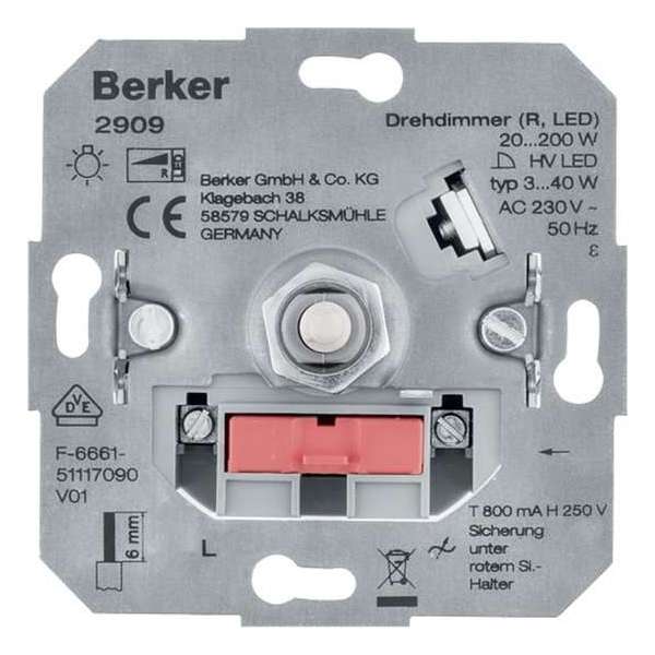 Berker dimmer – inbouw – draai–uit – LED – 3–40W – universeel Berker dimmer – inbouw – draai–uit – LED – 3–40W – universeel
