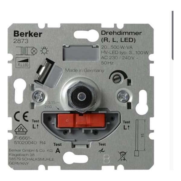 Berker dimmer voor 230 led/gloei/halogeen 3-100 watt Berker dimmer voor 230 led/gloei/halogeen 3-100 watt