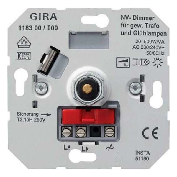 Gira 1183 00 basisunit dimmer | 20-500 W | drukwissel Gira 1183 00 basisunit dimmer | 20-500 W | drukwissel