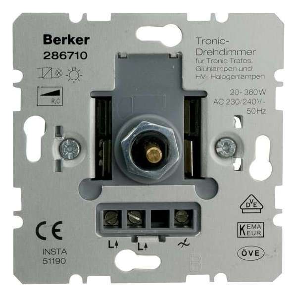 Berker Dimmer Inbouw 360W Tronic Druk-Wissel Element Berker Dimmer Inbouw 360W Tronic Druk-Wissel Element