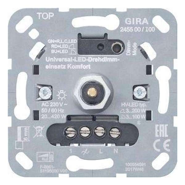 GIRA draaidimmer universeel LED Komfort 3-100 Watt (draai/drukdimmer) 245500 GIRA draaidimmer universeel LED Komfort 3-100 Watt (draai/drukdimmer) 245500