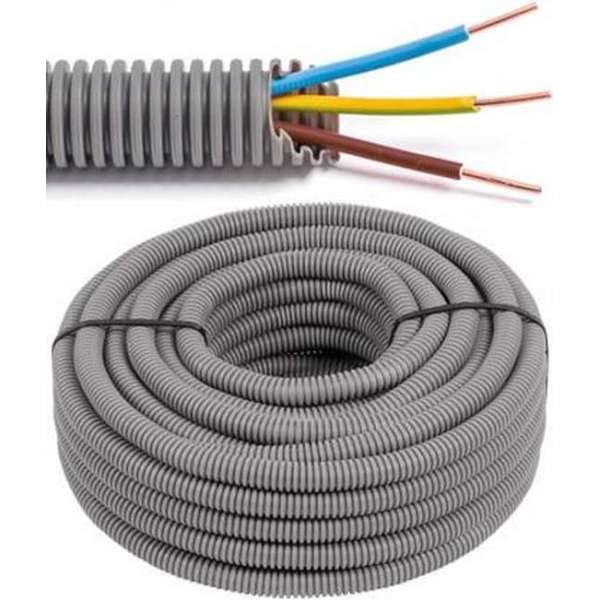 Flexibele voorbedrade buis met VOB installatiedraad - 3G1,5mm² Ø 16mm, 100 meter - FLEX FE3G15 Flexibele voorbedrade buis met VOB installatiedraad - 3G1,5mm² Ø 16mm, 100 meter - FLEX FE3G15