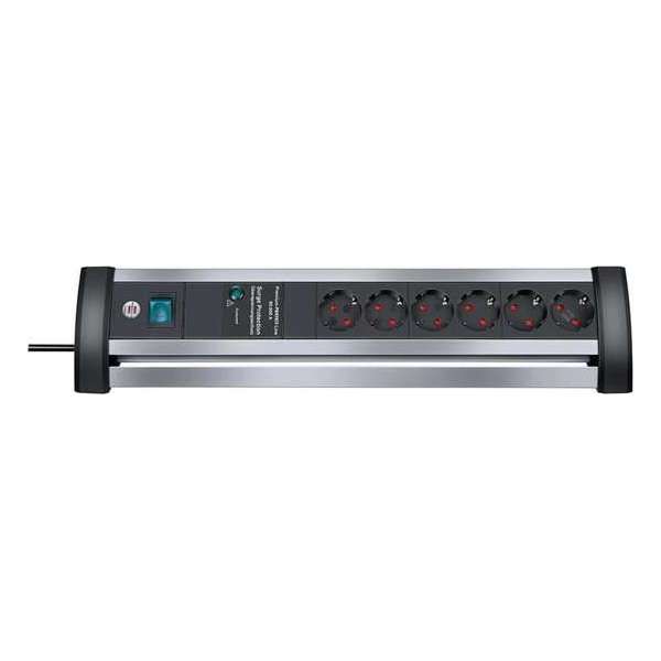 Brennenstuhl Alu-Office-Line stekkerdoos met 6 contacten en overspanningsbeveiliging / zwart - 3 meter Brennenstuhl Alu-Office-Line stekkerdoos met 6 contacten en overspanningsbeveiliging / zwart - 3 meter