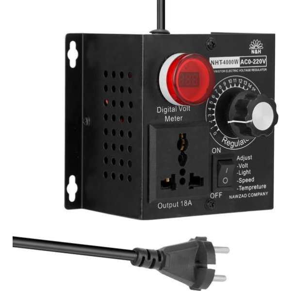Netman® Draagbare Voltage Regulator - Regelaar - Volt Meter - Spanning Controller - Nauwkeurige Werking - Krachtig - 4000W Netman® Draagbare Voltage Regulator - Regelaar - Volt Meter - Spanning Controller - Nauwkeurige Werking - Krachtig - 4000W