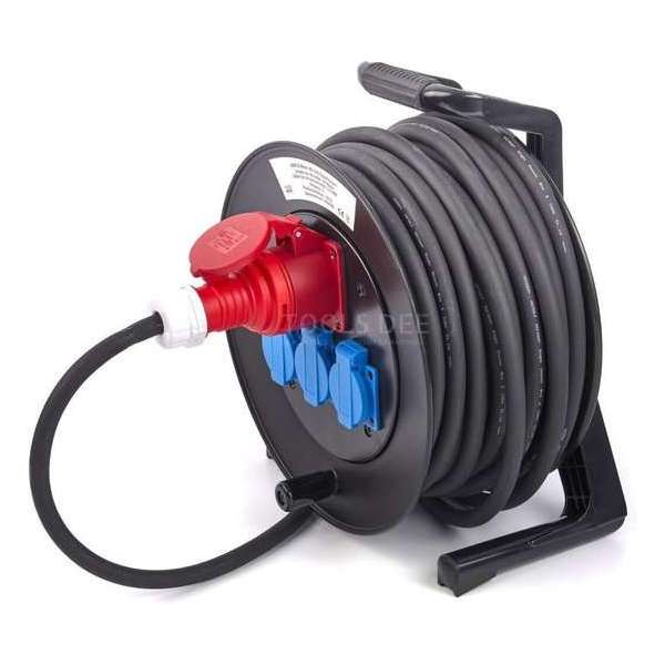 HBM Professionele 25 Meter 230 en 380 Volt Kabelhaspel, Stoomhaspel 3 x 2,5 mm HBM Professionele 25 Meter 230 en 380 Volt Kabelhaspel, Stoomhaspel 3 x 2,5 mm