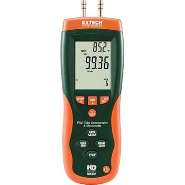 EXTECH HD350: Pitot Tube Anemometer + Differentiële manometer EXTECH HD350: Pitot Tube Anemometer + Differentiële manometer