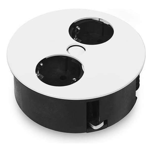 Bachmann Twist - Inbouw Stopcontact - 2x 230V - Glanzend Wit - 2 meter aansluitsnoer Bachmann Twist - Inbouw Stopcontact - 2x 230V - Glanzend Wit - 2 meter aansluitsnoer