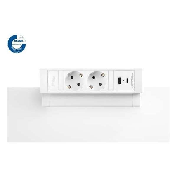 Filex Power Desk Up® 2.0 - 2x 230V, 1x USB A+C Charge (5.0V - 3.1A - 15.5W) - Wit Filex Power Desk Up® 2.0 - 2x 230V, 1x USB A+C Charge (5.0V - 3.1A - 15.5W) - Wit