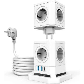 Meervoudige stekkerdoos kabel, premium quality,  met schakelaar, overspanningsbeveiliging,  kortsluitbeveiliging