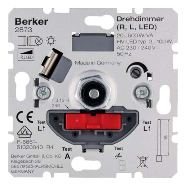 Berker inbouwdimmer LED 3-100 watt / universeel 20-500 watt, alleen inbouwdeel Berker inbouwdimmer LED 3-100 watt / universeel 20-500 watt, alleen inbouwdeel