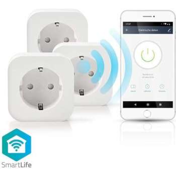 SmartLife Smart Stekker, 3 stuks, 2500 Watt, Schuko / Type-F (CEE 7/7), -10 - 45 °C, Android & iOS, Wi-Fi, Wit