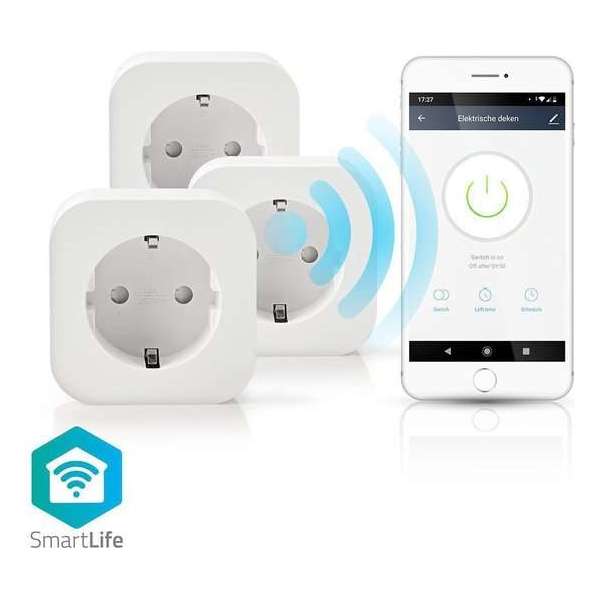 SmartLife Smart Stekker, 3 stuks, 2500 Watt, Schuko / Type-F (CEE 7/7), -10 - 45 °C, Android & iOS, Wi-Fi, Wit SmartLife Smart Stekker, 3 stuks, 2500 Watt, Schuko / Type-F (CEE 7/7), -10 - 45 °C, Android & iOS, Wi-Fi, Wit