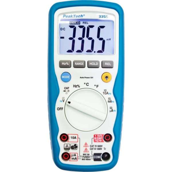 Peaktech 3355: Digitale multimeter ~ 4.000 tellingen ~ 1000V AC / DC ~ 10A AC / DC - IP67 Peaktech 3355: Digitale multimeter ~ 4.000 tellingen ~ 1000V AC / DC ~ 10A AC / DC - IP67