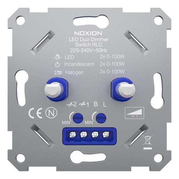 Noxion Duo LED Dimmer Schakelaar RLC 0-100W 220-240V Noxion Duo LED Dimmer Schakelaar RLC 0-100W 220-240V
