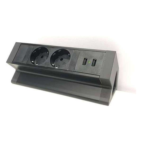 Bureau stekkerdoos Exit zwart met usb laders Bureau stekkerdoos Exit zwart met usb laders