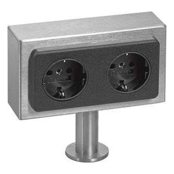 Thebo Satelliet dubbele contactdoos.Inox RVS Thebo Satelliet dubbele contactdoos.Inox RVS