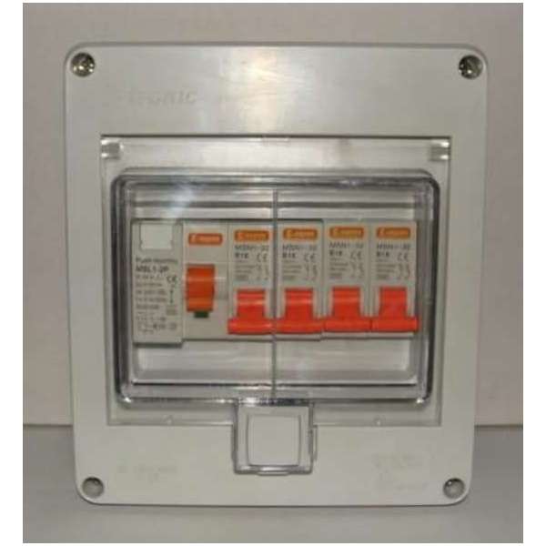1 fase uitbreidingskast met 4 licht groepen IP55 1 fase uitbreidingskast met 4 licht groepen IP55