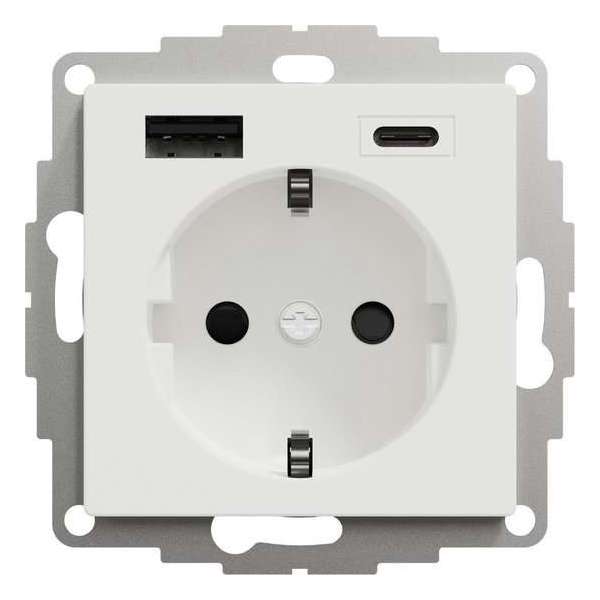 Stopcontact - Inbouw - Randaarde - USB Type A+C - Actief Wit - Systeem M - Schneider Electric - MTN2367-0325 Stopcontact - Inbouw - Randaarde - USB Type A+C - Actief Wit - Systeem M - Schneider Electric - MTN2367-0325