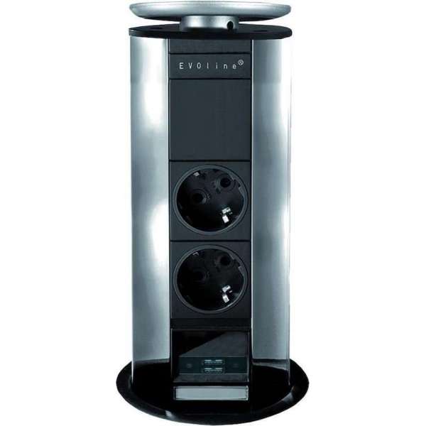 Schulte Stopcontact Evoline Powerport 2 st. contactdoos met USB lader Alu/Zilvergrijs Schulte Stopcontact Evoline Powerport 2 st. contactdoos met USB lader Alu/Zilvergrijs