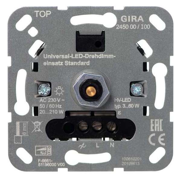 Gira ST55 inbouw dimmer LED/gloei/halogeen Gira ST55 inbouw dimmer LED/gloei/halogeen