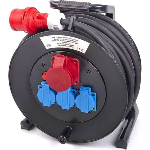 Professionele 25 Meter 230 en 380 Volt Kabelhaspel, Stoomhaspel 3 x 2,5 mm Professionele 25 Meter 230 en 380 Volt Kabelhaspel, Stoomhaspel 3 x 2,5 mm
