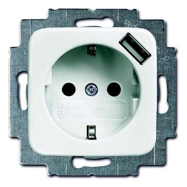 Busch en jaeger Inbouw stopcontact met usb oplader Wit Busch en jaeger Inbouw stopcontact met usb oplader Wit