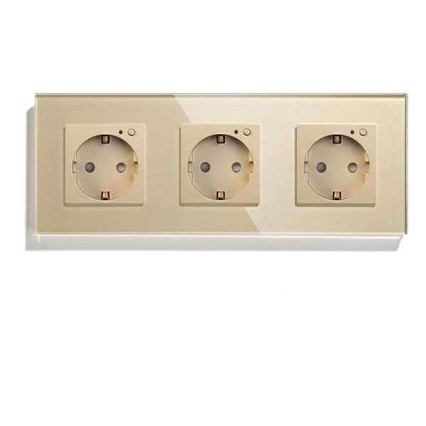 SmartinHuis - Slim drievoudig stopcontact - Wifi - Goud SmartinHuis - Slim drievoudig stopcontact - Wifi - Goud