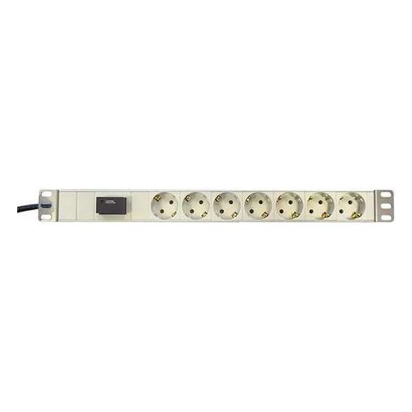 Basic 19-7PDU-OSW, 1U PDU Stekkerdoos 7 voudig zonder schakelaar met overspanningsbeveiliging 19 inch, 2 meter kabel, wit Basic 19-7PDU-OSW, 1U PDU Stekkerdoos 7 voudig zonder schakelaar met overspanningsbeveiliging 19 inch, 2 meter kabel, wit