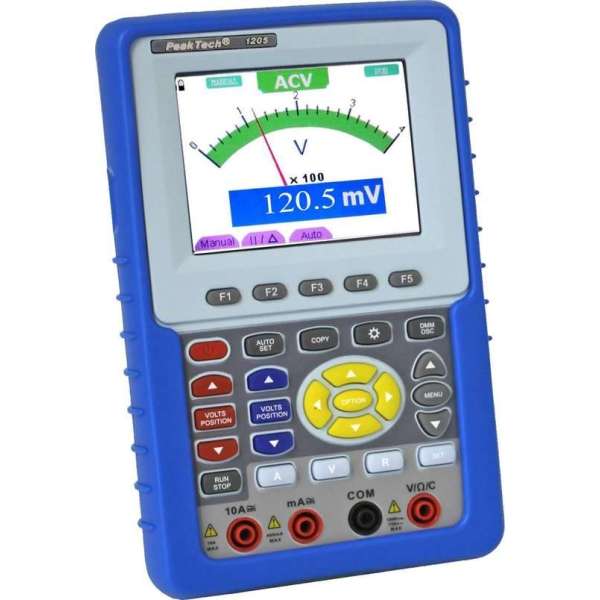 PeakTech 1205 20 MHz / 2 CH ~ 100 MS / s ~ Handheld -Oscilloscoop met digitale multimeter PeakTech 1205 20 MHz / 2 CH ~ 100 MS / s ~ Handheld -Oscilloscoop met digitale multimeter