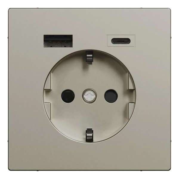 Stopcontact - Inbouw - Randaarde - USB Type A+C - Nikkel Metallic - Systeem Design - Schneider Electric - MTN2367-6050 Stopcontact - Inbouw - Randaarde - USB Type A+C - Nikkel Metallic - Systeem Design - Schneider Electric - MTN2367-6050