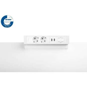 Filex Power Desk Up® 2.0 - 2x 230V, 2x Usb charge, 1x keystone - Wit