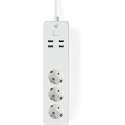 Wi-Fi Smart Stekkerdoos 3x Schuko Type F | 4x USB | 16 A