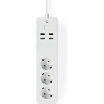Wi-Fi Smart Stekkerdoos 3x Schuko Type F | 4x USB | 16 A