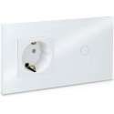 Touch-lichtschakelaar met stopcontact - Glazen paneel - Design touchschakelaar - Wandschakelaar met stekkerdoos - Wit