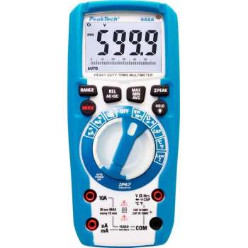 Peaktech 3444: Digitale multimeter ~ 6.000 counts ~ 1000V AC / DC ~ TrueRMS & IP67 met verlichte functieknoppen