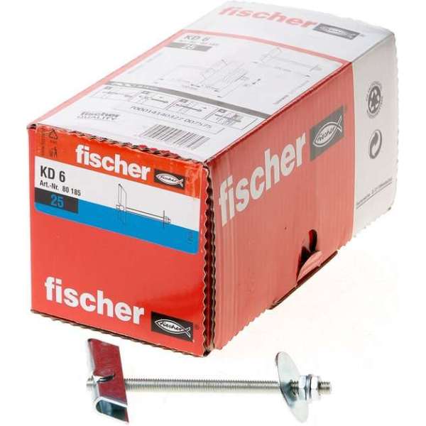 Fischer KD 6 Tuimelplug 100 mm 16 mm 080185 25 stuk(s) Fischer KD 6 Tuimelplug 100 mm 16 mm 080185 25 stuk(s)