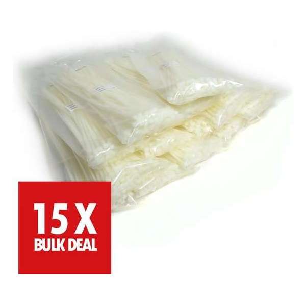 Kabelbinders 7,6 x 368 mm - wit - zak 100 stuks - Tiewraps - Binders - 15 zakken Kabelbinders 7,6 x 368 mm - wit - zak 100 stuks - Tiewraps - Binders - 15 zakken
