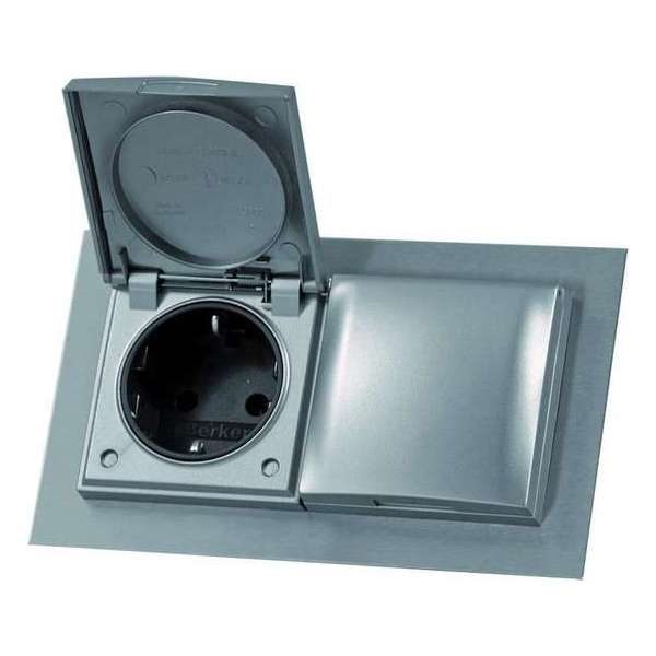 Thebo Dubbele inbouw contactdoos - Inox Thebo Dubbele inbouw contactdoos - Inox