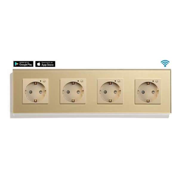 SmartinHuis - Slim viervoudig stopcontact - Wifi - Goud SmartinHuis - Slim viervoudig stopcontact - Wifi - Goud