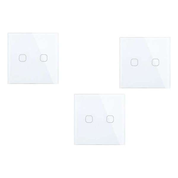 Wand schakelaar Touch 3x wit 86mm 3 gehard glas paneel muur Switch lichte aanraking AC 90-250 v 400W 2A 3x 2 weg Wand schakelaar Touch 3x wit 86mm 3 gehard glas paneel muur Switch lichte aanraking AC 90-250 v 400W 2A 3x 2 weg