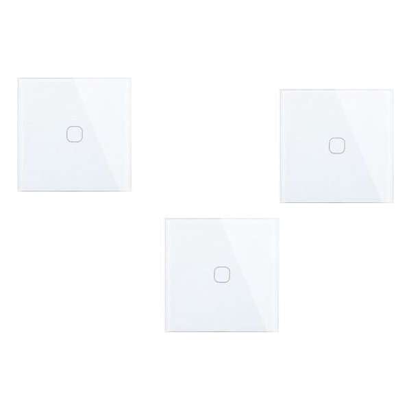 Wand schakelaar Touch 3x wit 86mm 3 gehard glas paneel muur Switch lichte aanraking AC 90-250 v 400W 2A 3x 1 weg Wand schakelaar Touch 3x wit 86mm 3 gehard glas paneel muur Switch lichte aanraking AC 90-250 v 400W 2A 3x 1 weg