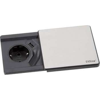Schulte Stopcontact Evoline Square inbouw contactdoos met USB lader - Nederlands kleur Rvs-Look