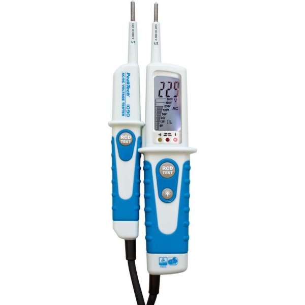 Peaktech 1090: AC / DC-spanningstester met RCD-test en LCD-display Peaktech 1090: AC / DC-spanningstester met RCD-test en LCD-display